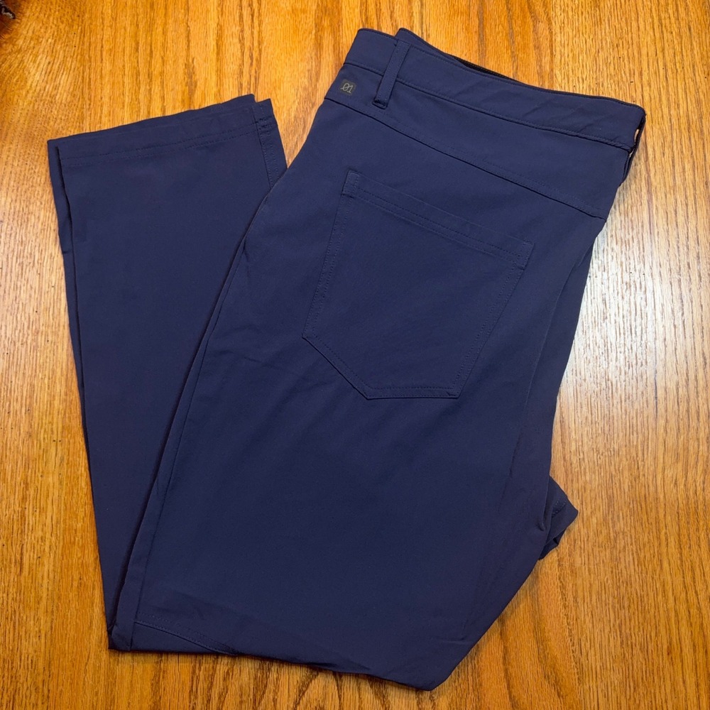 01.Algo Performance Pants Mens 38x29 (Tag 38X30) Navy Golf Tech Stretch Chino
